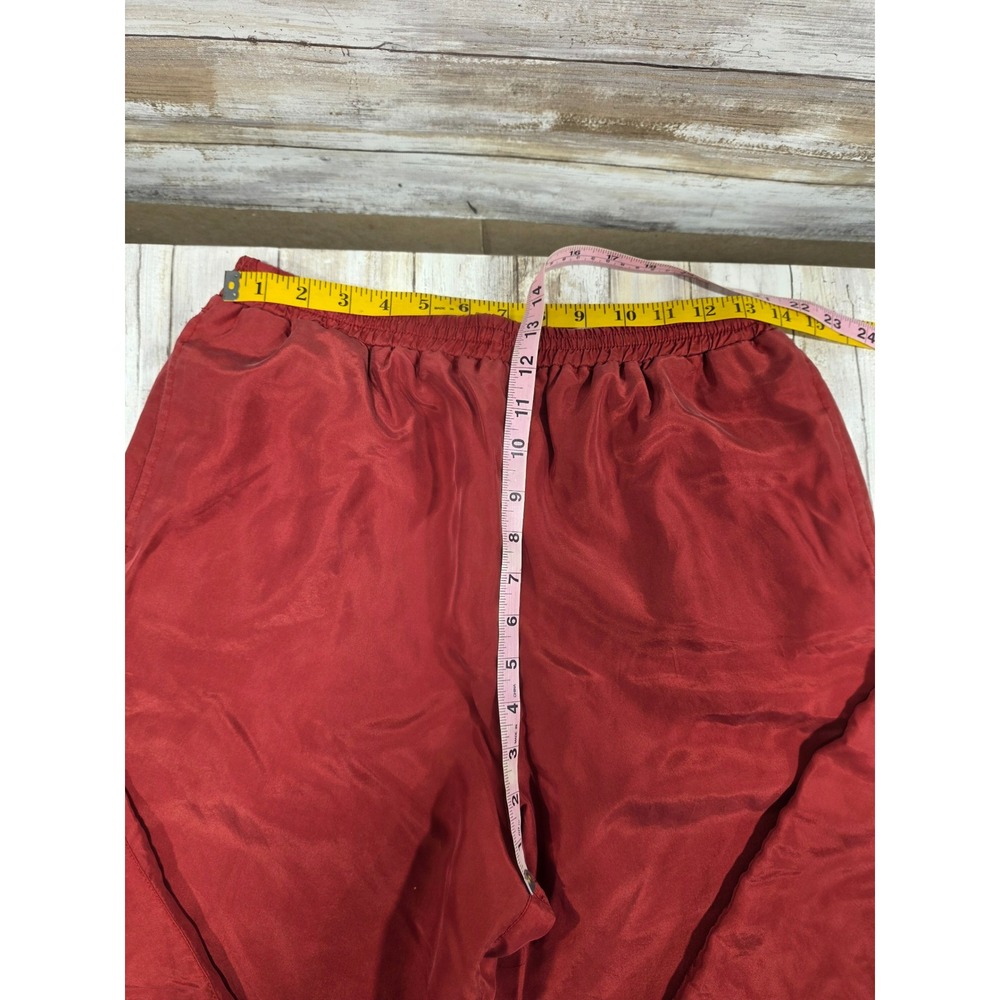 Out Brook Womens Vintage Red 100% Silk Quilted Jacket and Pants Tracksuit Set M - Picture 4 of 9